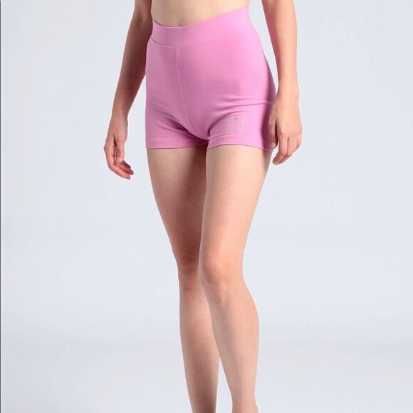 ⭕️ ADIDAS Women’s Shorts Activewear Sport Crystals Logo Pink Small - Picture 8 of 9